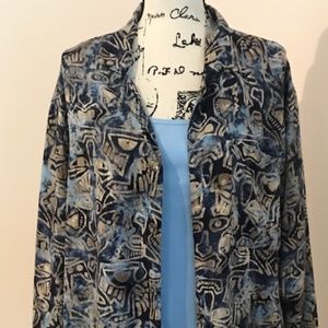 Long Sleeved  CHICO'S Blue Batik shirt  Size M-L